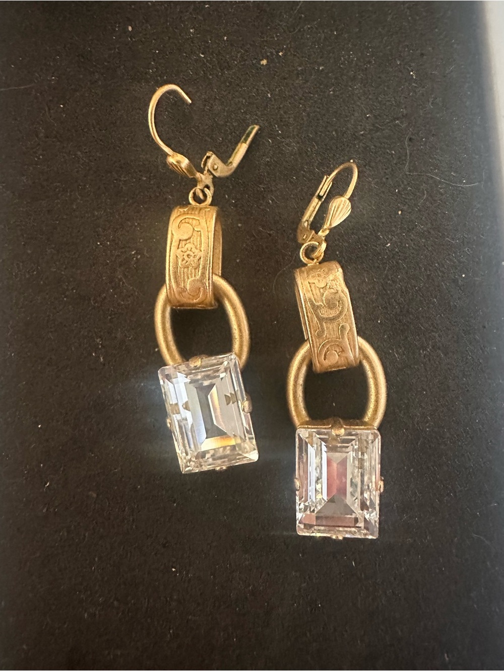 La Vie Parisienne by Catherine Popesco Gold Earrings with Emerald-Cut Crystals